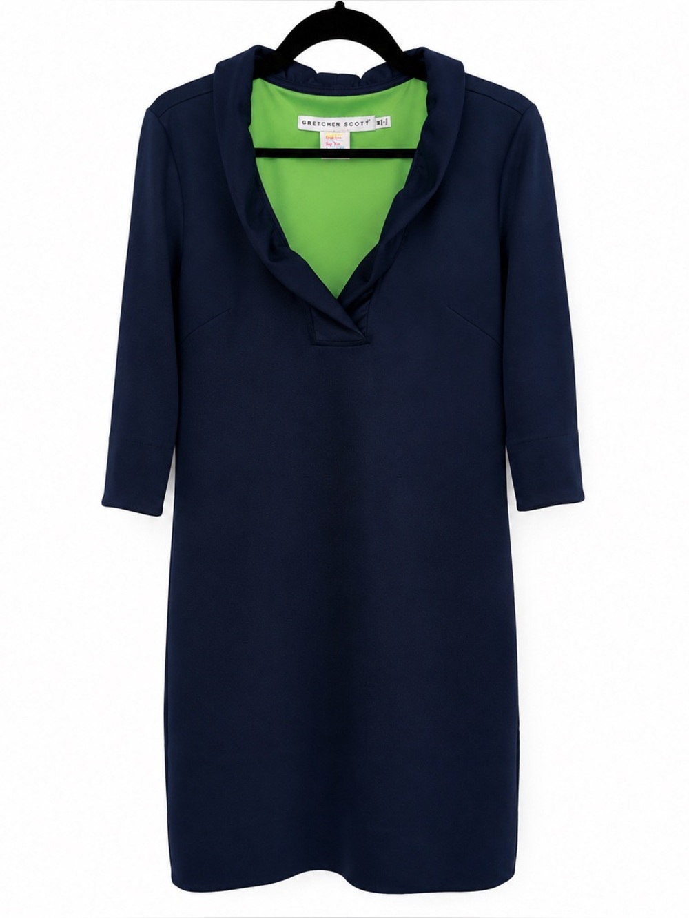 Gretchen Scott Designs Navy Dress with Lime Green Lining